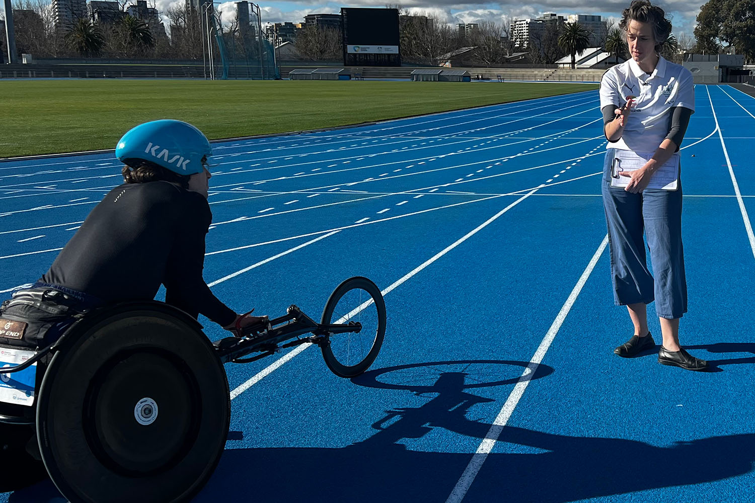 A wheelchair racer with a classifier